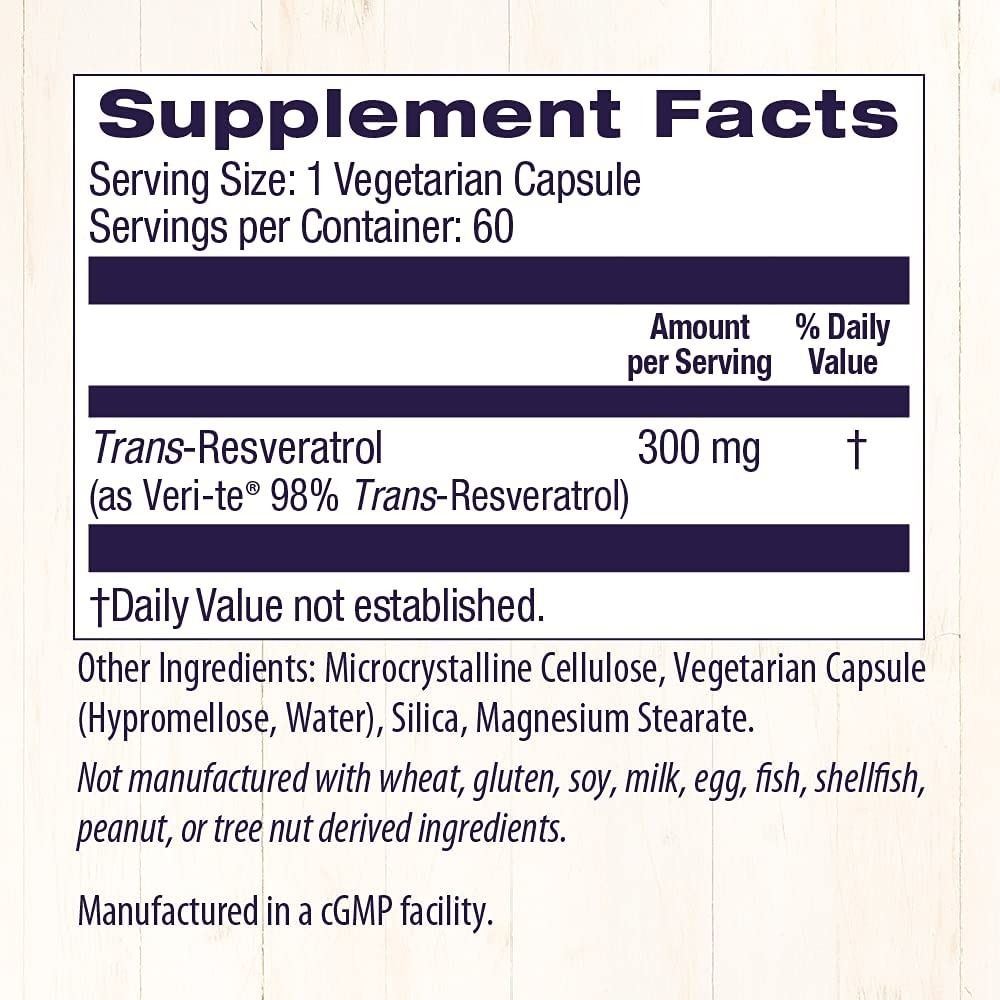 Salud y Equipamiento Médico - Resveratrol 60 Cap 300 Mg - Unidad - Unidad A $3315 1