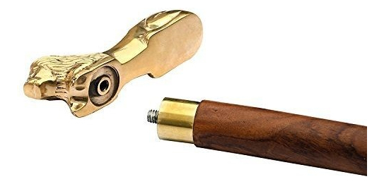 Salud y Equipamiento Médico - Bastón De Madera Marrón De Latón Golden Lion 2