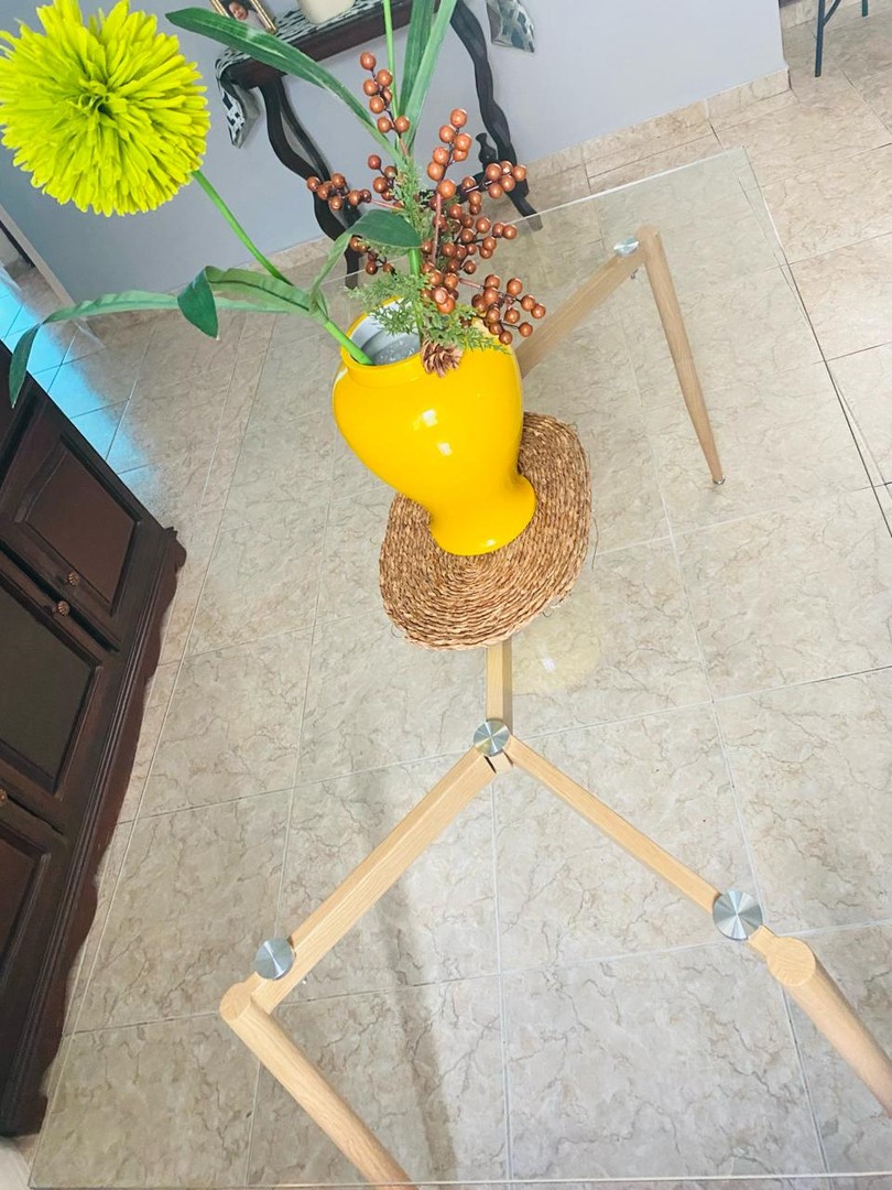 decoración y accesorios - Mesa de Comedor de Cristal de 6 sillas