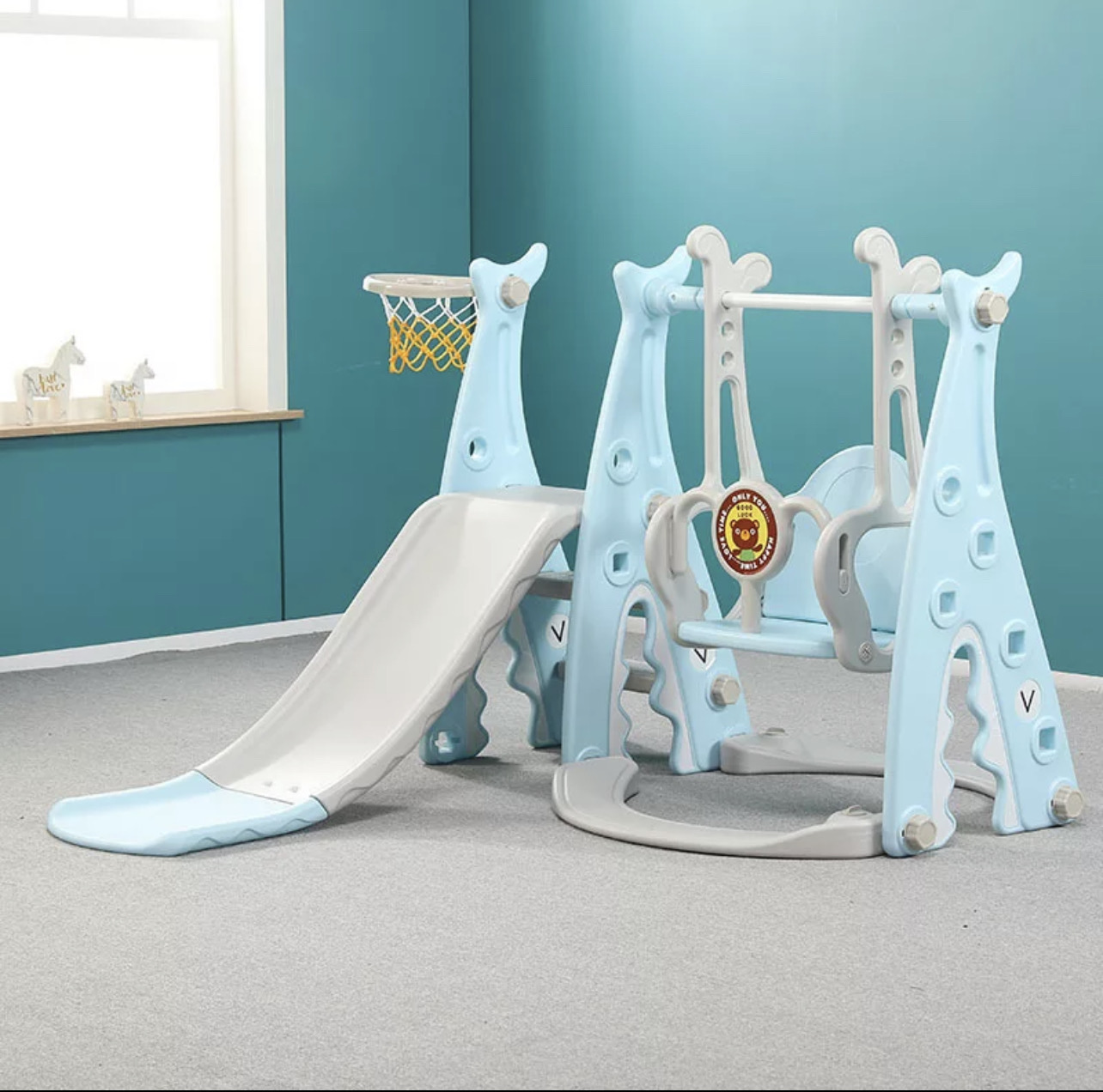 juguetes - Juego para niños para niños 3 en 1 : Columpio - tobogán Nuevo azul y rosa 1