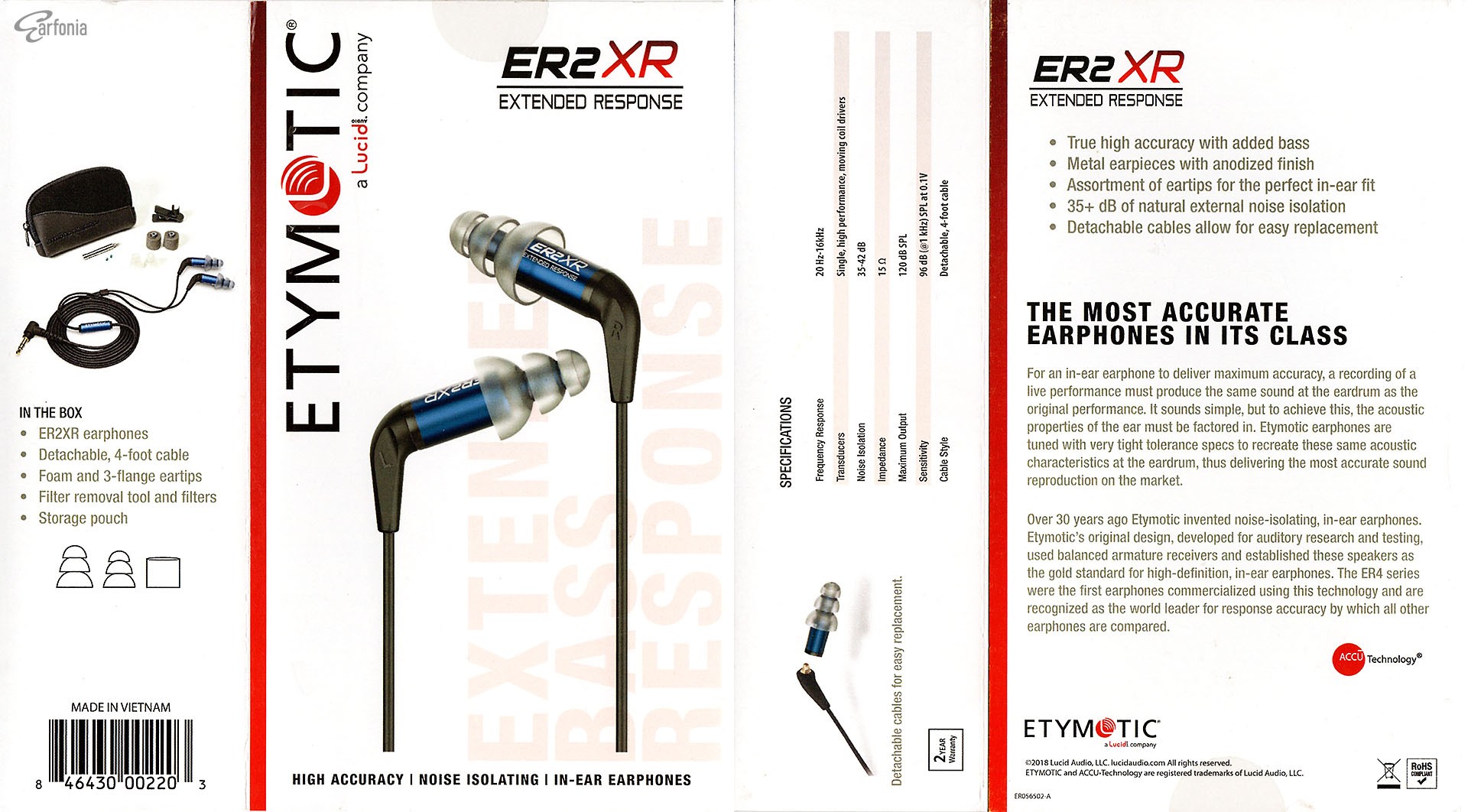 camaras y audio - Etymotic ER2XR Extended Response In Ear Earphone 7