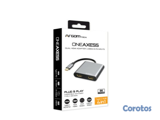 impresoras y scanners - DOCKING STATION ARGOM ADAPTER ONE AXESS USB-C TO 2 PUERTOS HDMI DUAL IMPUT, 1 US 1