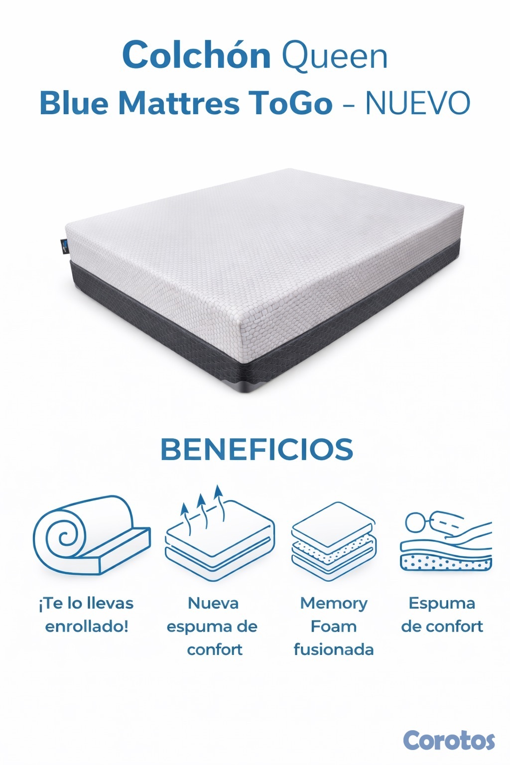 muebles y colchones - Colchón Queen Foam Nuevo 4