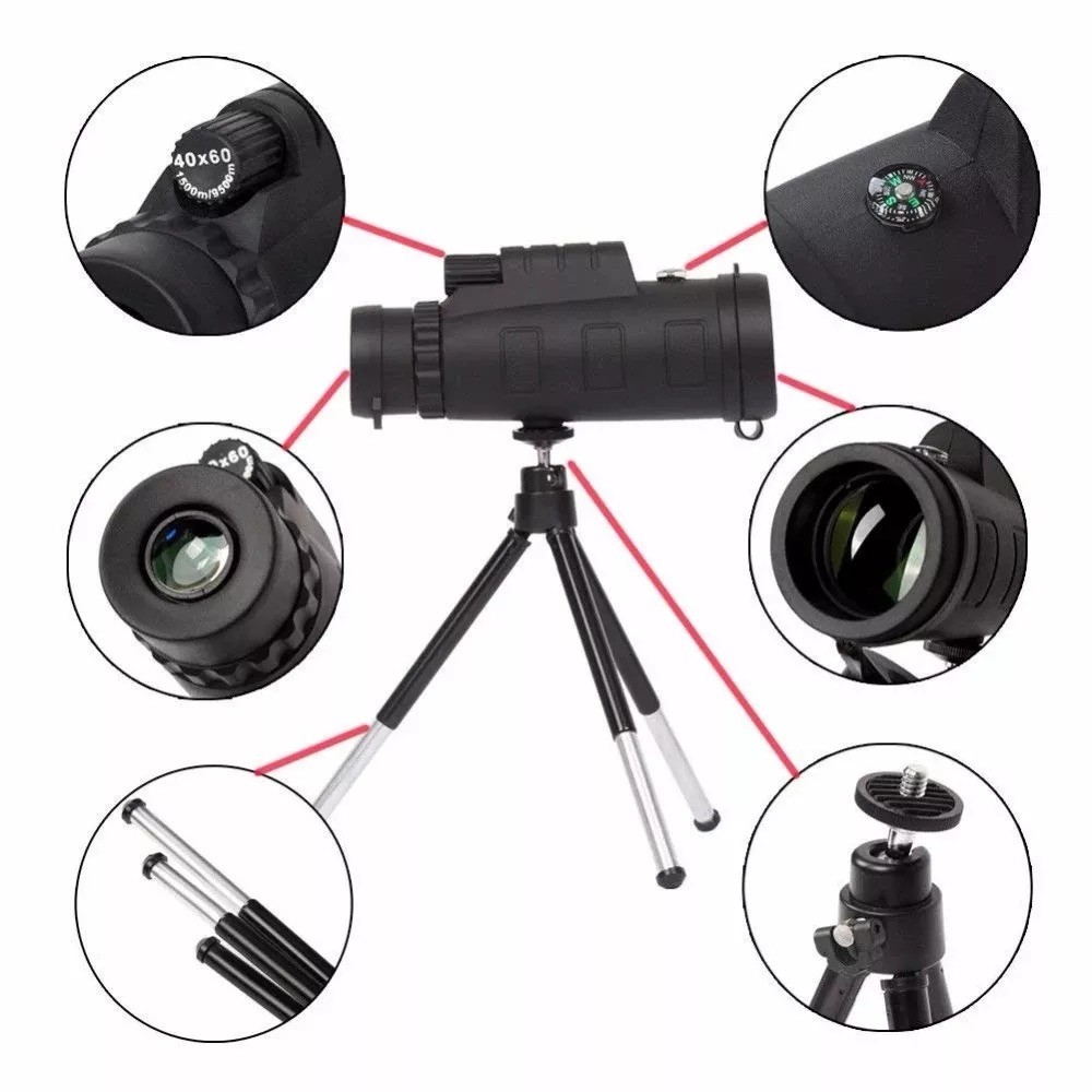 equipos profesionales - Telescopio Monocular 40x60 con Soporte rapido para Telefono Inteligente 2