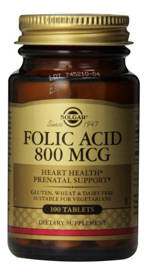 Salud y Equipamiento Médico - Solgar Tabletas De Acido Folico 800 Mcg 100 Unidades