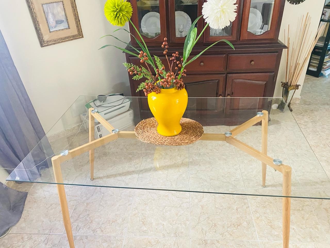 decoración y accesorios - Mesa de Comedor de Cristal de 6 sillas 3