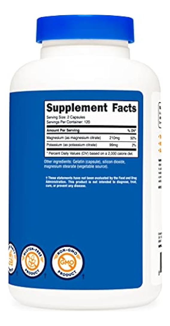 Salud y Equipamiento Médico - Nutricost Potasio (99 Mg) Magnesio (210 Mg) Citrato 1