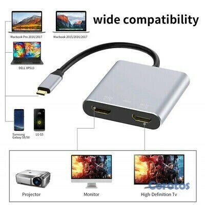 impresoras y scanners - DOCKING STATION ARGOM ADAPTER ONE AXESS USB-C TO 2 PUERTOS HDMI DUAL IMPUT, 1 US 2