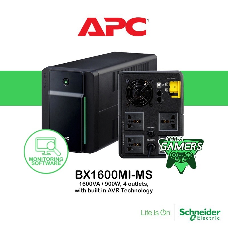 computadoras y laptops - UPS APC BX1600M-LM BACK-UPS 1600VA, 960 WATTS, 120V, AVR, 6 X NEMA 5-15R, X RJ45 0