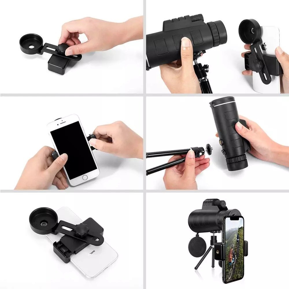 equipos profesionales - Telescopio Monocular 40x60 con Soporte rapido para Telefono Inteligente 3