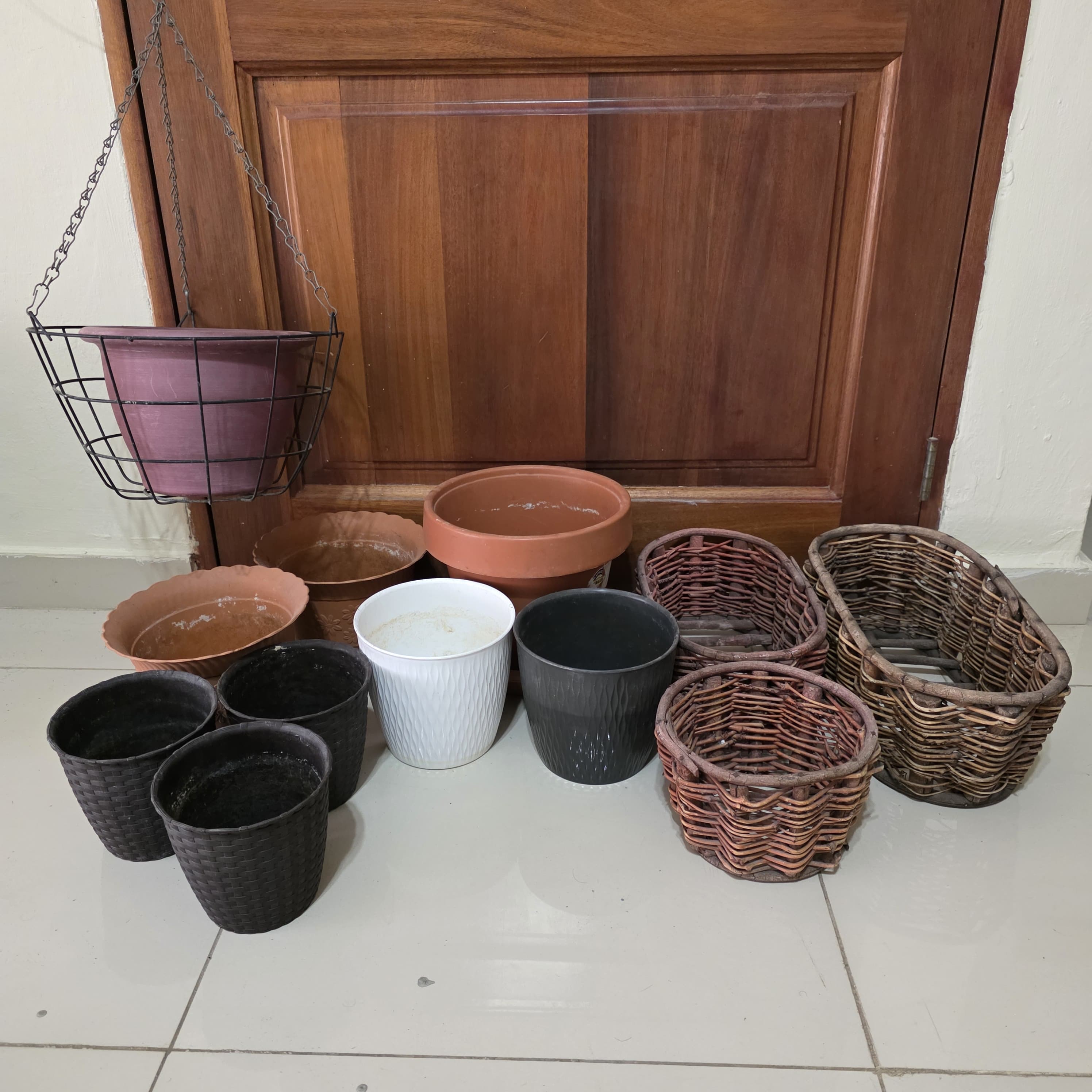 herramientas, jardines y exterior - Canasta maceta para sembrar. Exhibidor aéreo metal 2