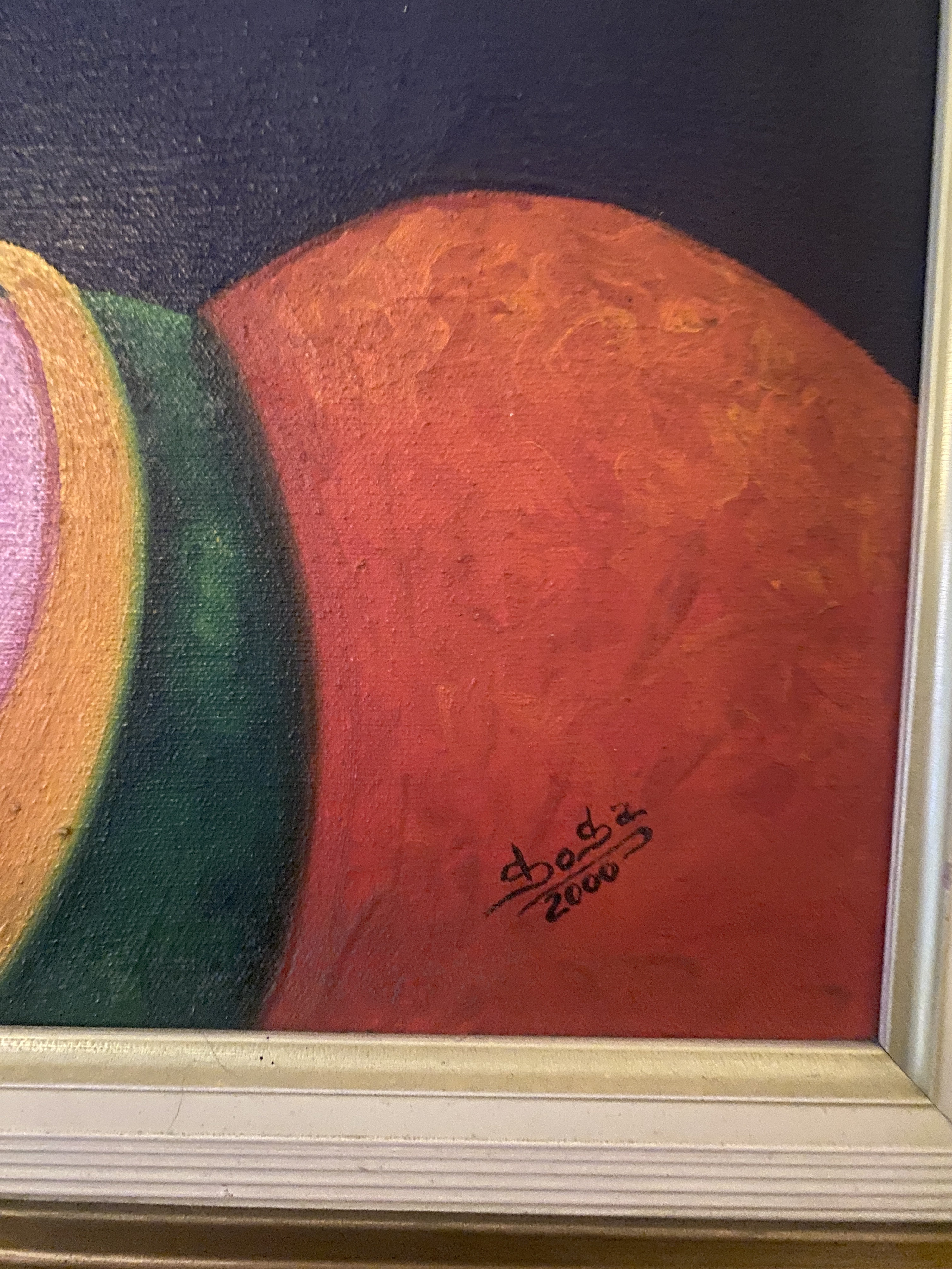 arte y antigüedades - Cuadro/ Pintura de Mujer con Orquídeas en el pelo por Sosa 3