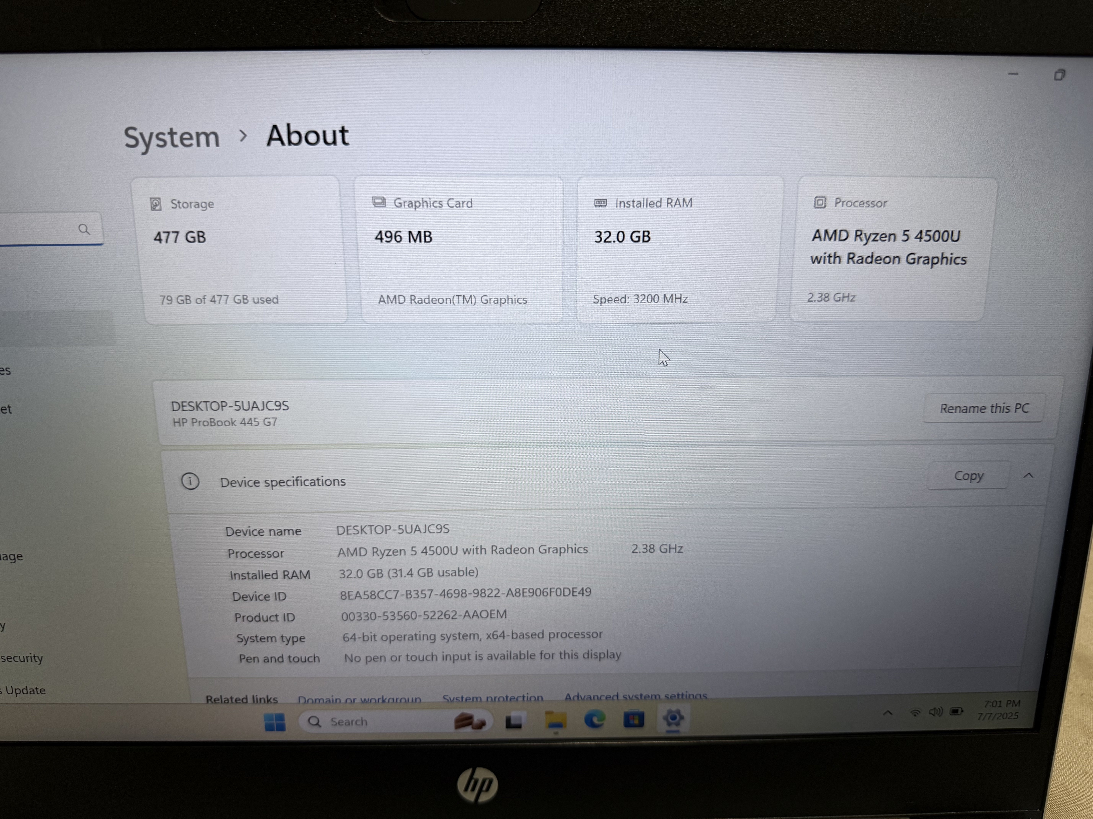 computadoras y laptops - laptop hp probook RYZEN 32Gb ram  1