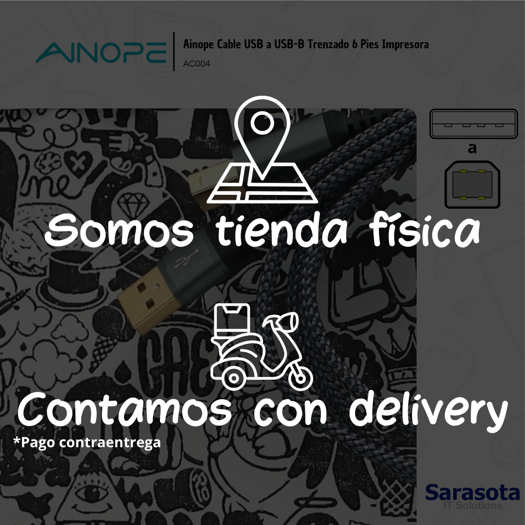 accesorios para electronica - Ainope Cable USB a USB-B Trenzado 6 Pies Impresora 2