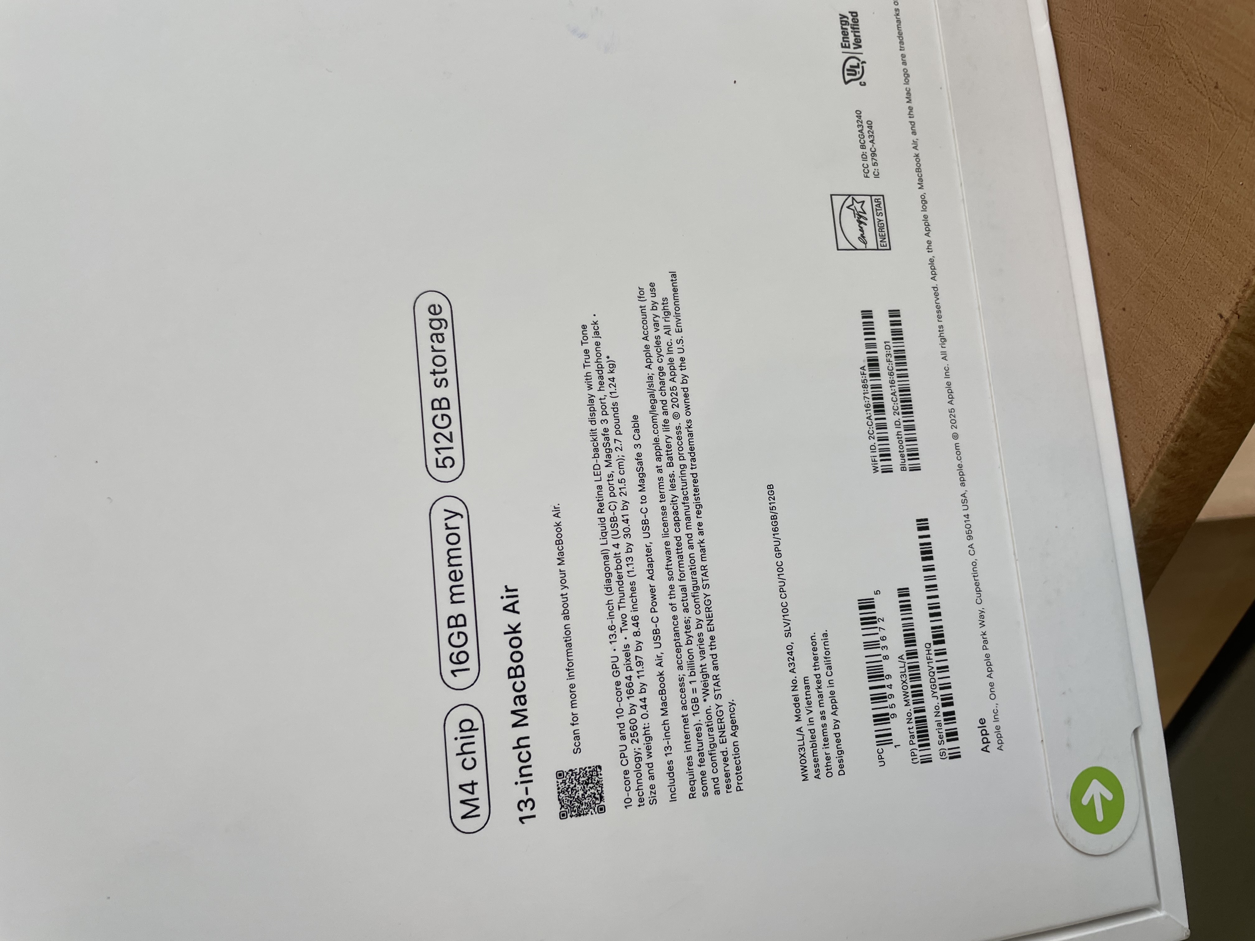 computadoras y laptops - MACBOOK AIR M4 13 PULGADA 16Gb DE RAM 512Gb SSD