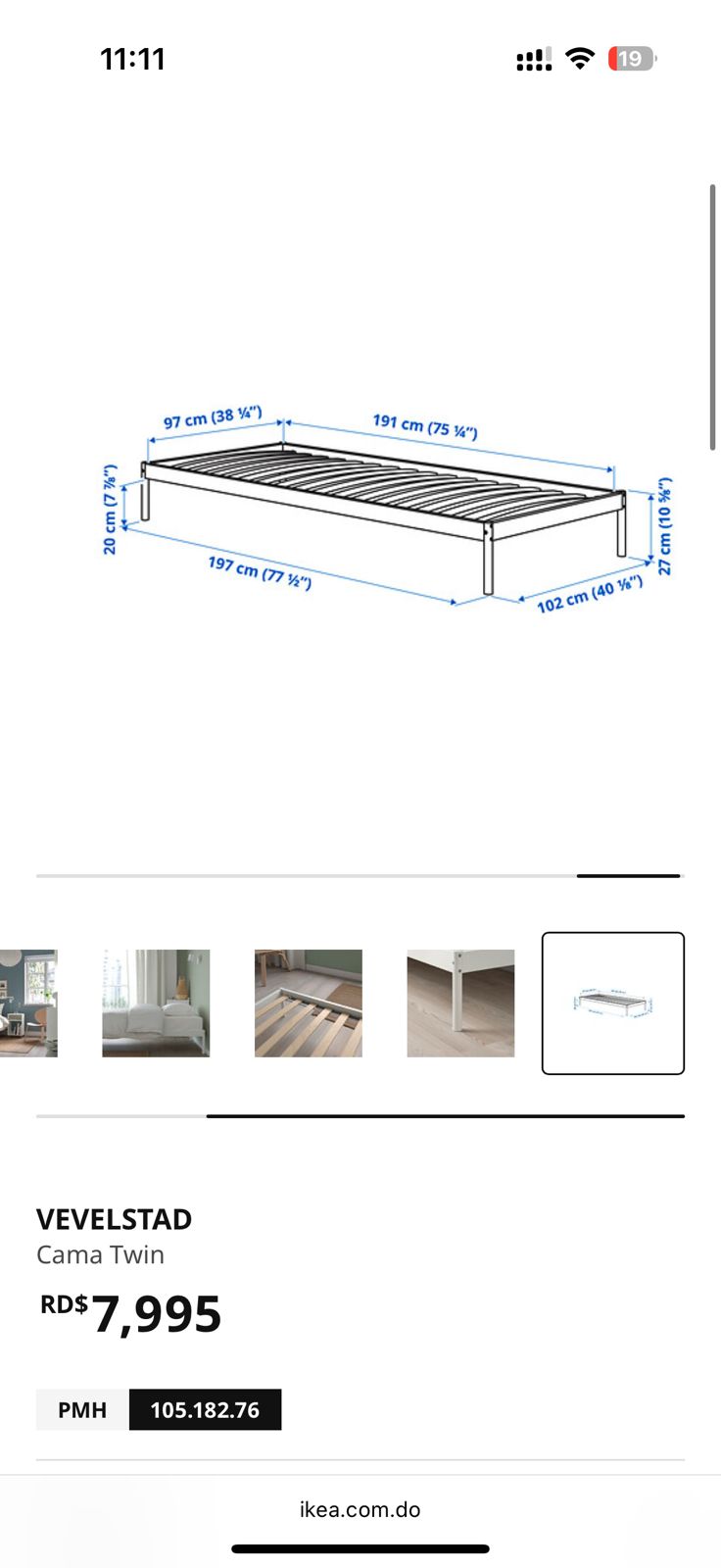 muebles y colchones - Cama Twin blanca 1