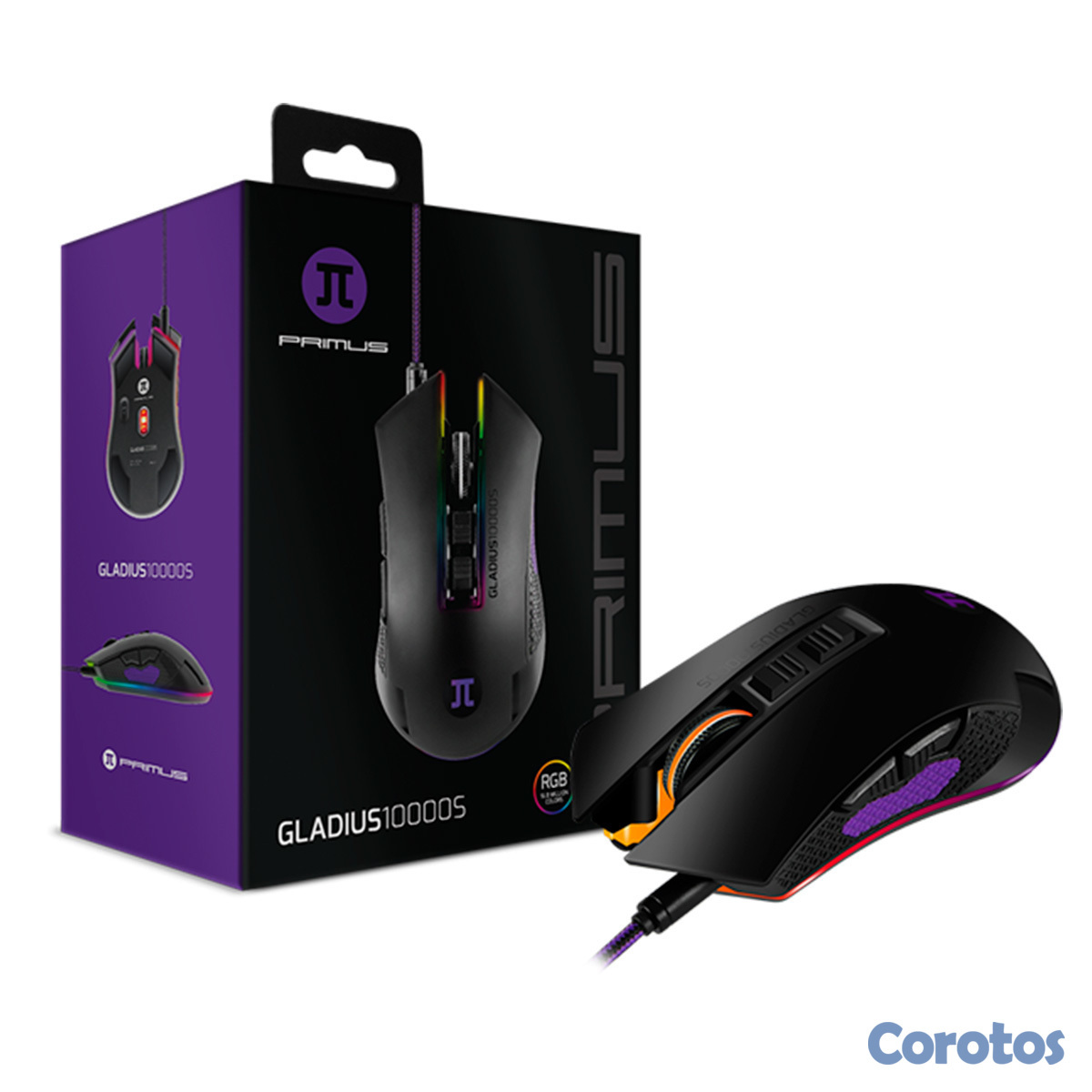 computadoras y laptops - MOUSE PRIMUS PMO-201, GAMING GLADIUS 10000S, OPTICO USB, 6 BOTONES,  2