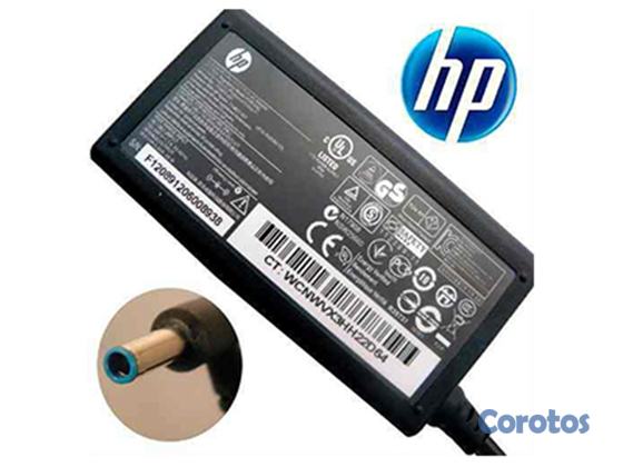 computadoras y laptops - CARGADOR FUENTE HP PUNTA AZUL  LAPTOP HP 65 WATTS  1