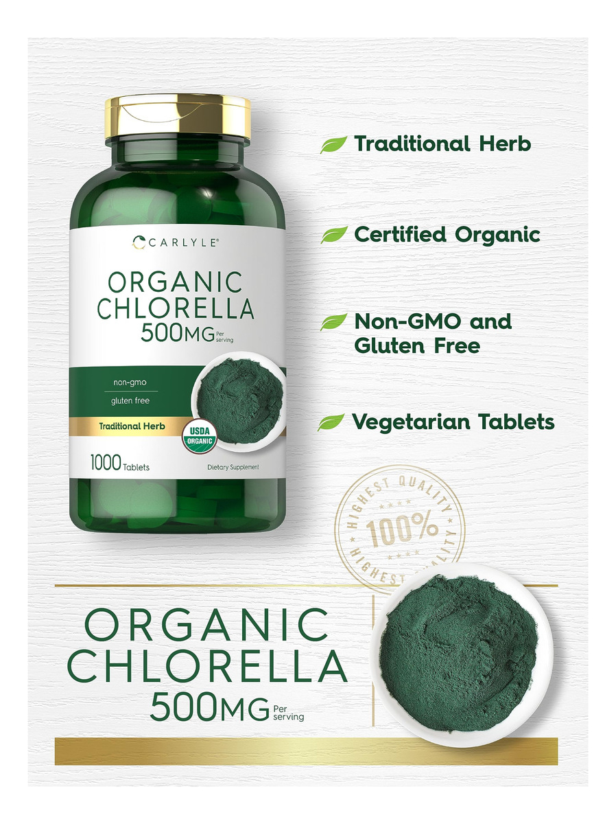 Salud y Equipamiento Médico - Chlorella Comprimidos Organicos 500 Mg | 1000 Conteo Carlyle 2
