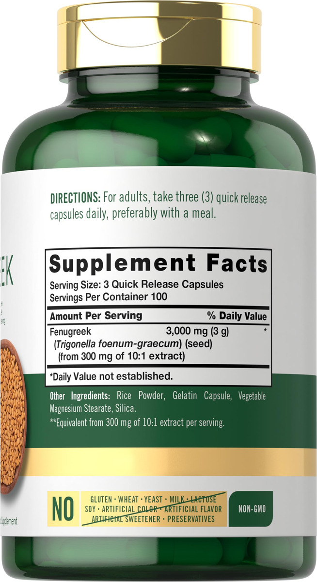 Salud y Equipamiento Médico - Semillas De Fenogreco 3000mg 300cap Carlyle 1