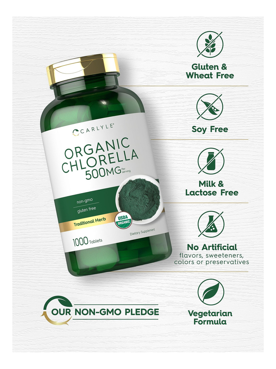 Salud y Equipamiento Médico - Chlorella Comprimidos Organicos 500 Mg | 1000 Conteo Carlyle 3