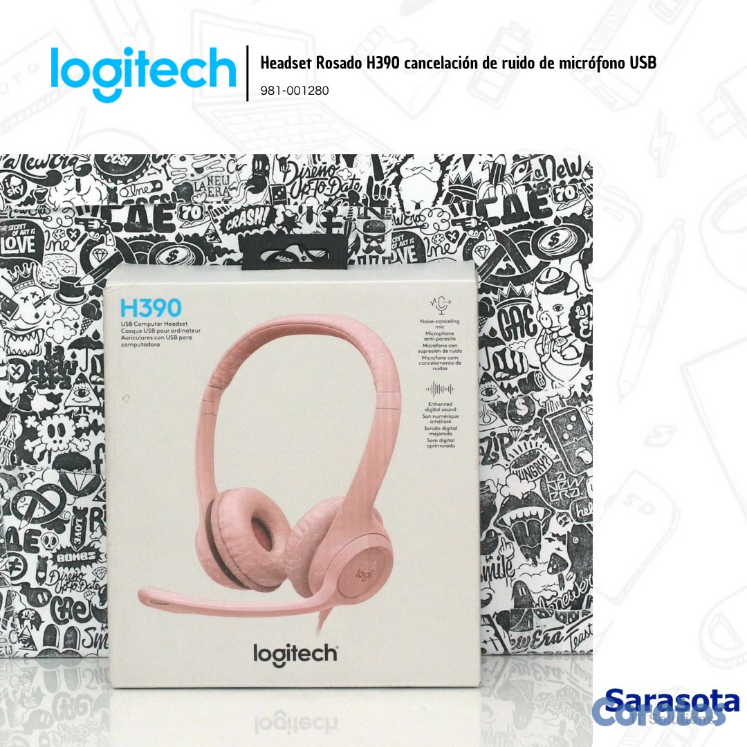 camaras y audio - Logitech Headset Rosado H390 cancelación de ruido  1