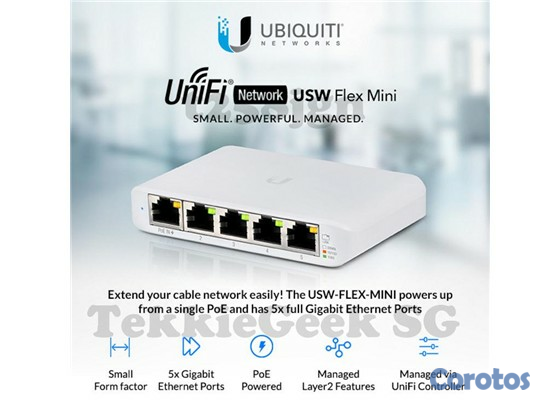 computadoras y laptops - SWITCH 5 PUERTOS UBIQUITI FLEX MINI, LAYER 2 ADMINISTRABLE/DESKTOP, 5 PUERTOS  1