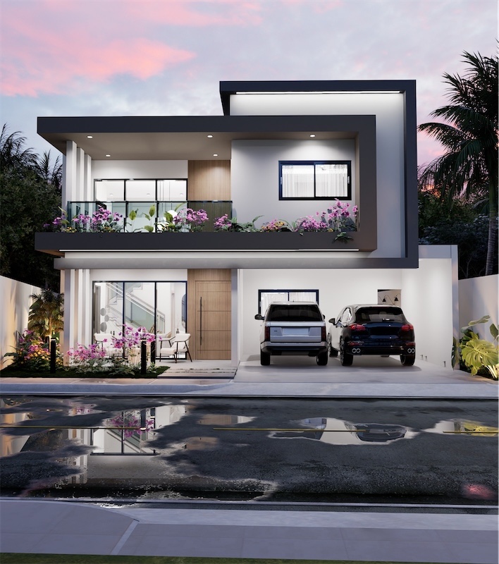 casas - Venta de casa moderna con piscina en la autopista de san Isidro prado oriental 0