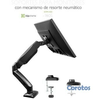 computadoras y laptops - SOPORTE KLIPX CON MECANISMO PARA MONITOR 17-27" NEGRO BRACKET SLIM CARGA 6.5KGS  1