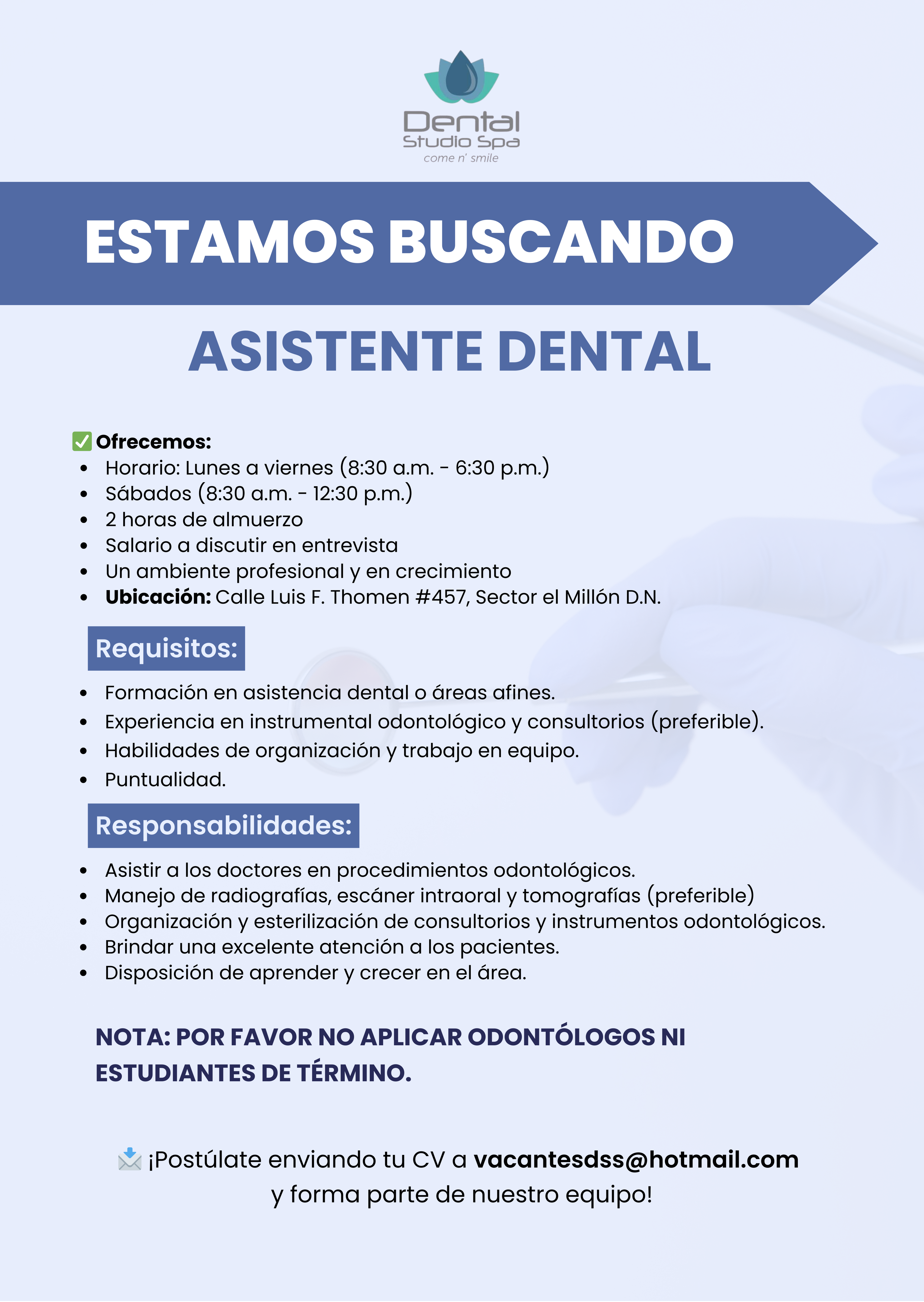empleos disponibles - Buscamos Asistente Dental con Experiencia 0
