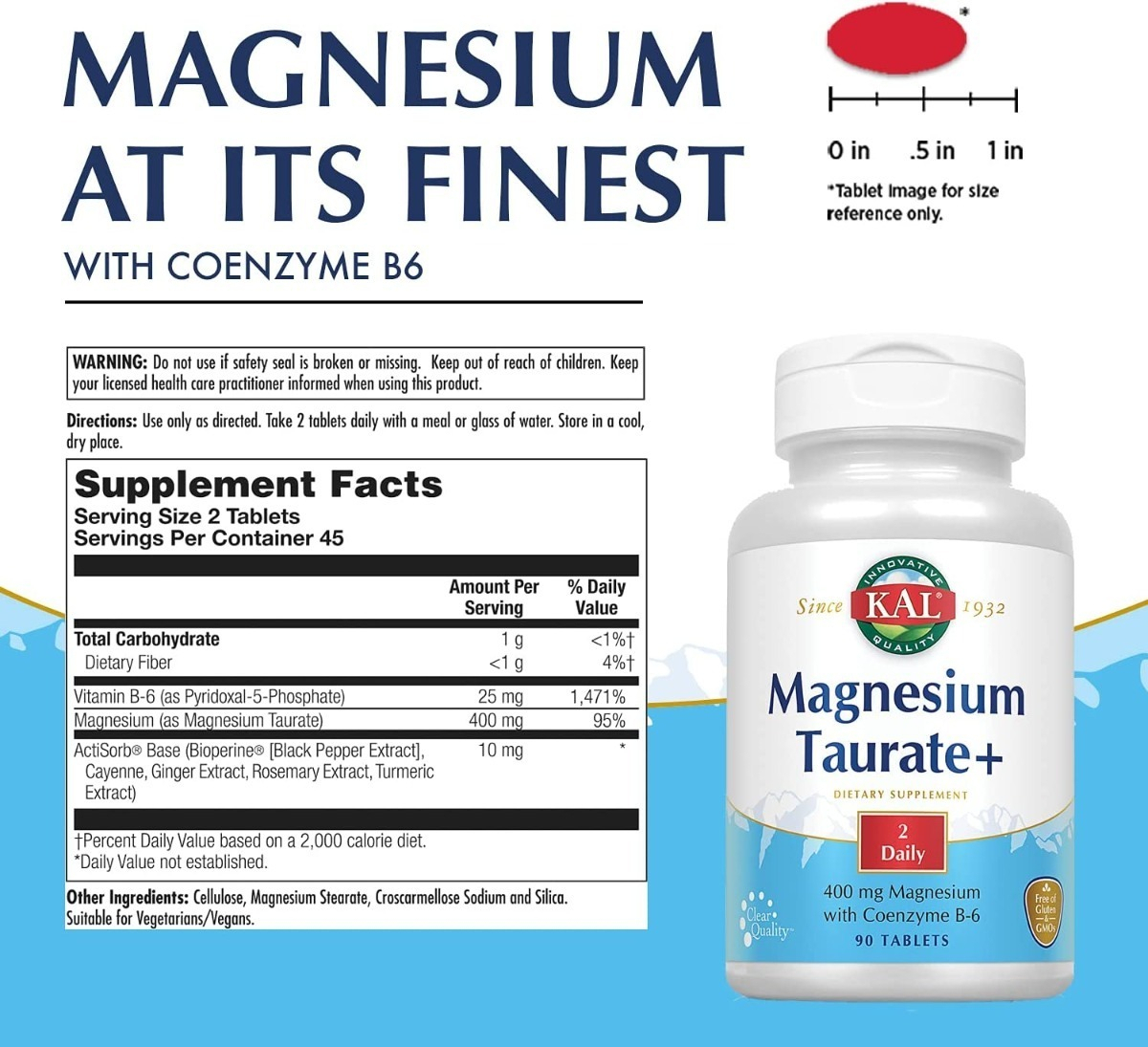 Salud y Equipamiento Médico - Taurato De Magnesio 400mg Kal - Un - Unidad A $2100 1