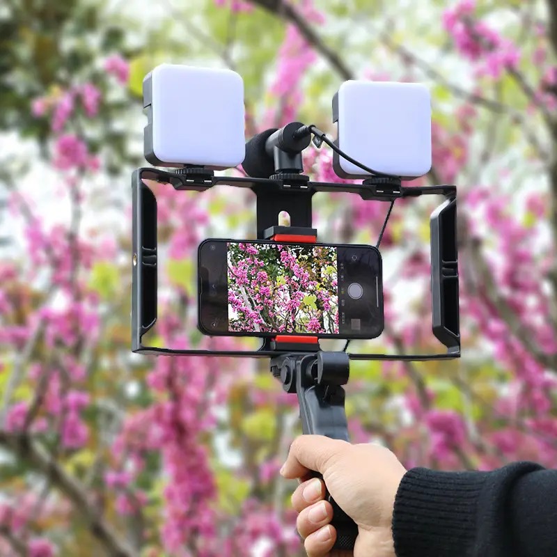 equipos profesionales - Vloging Kit para grabar videos deportes actividades clases tripode doble lampara 4