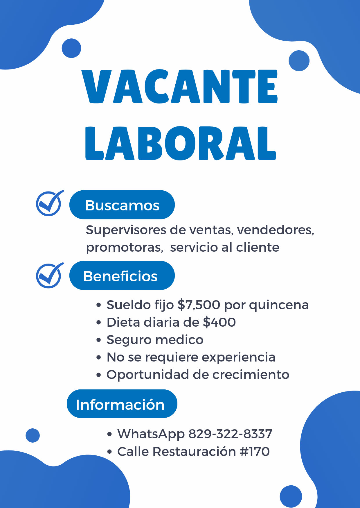 empleos disponibles - Solo para Santiago de los Caballeros!