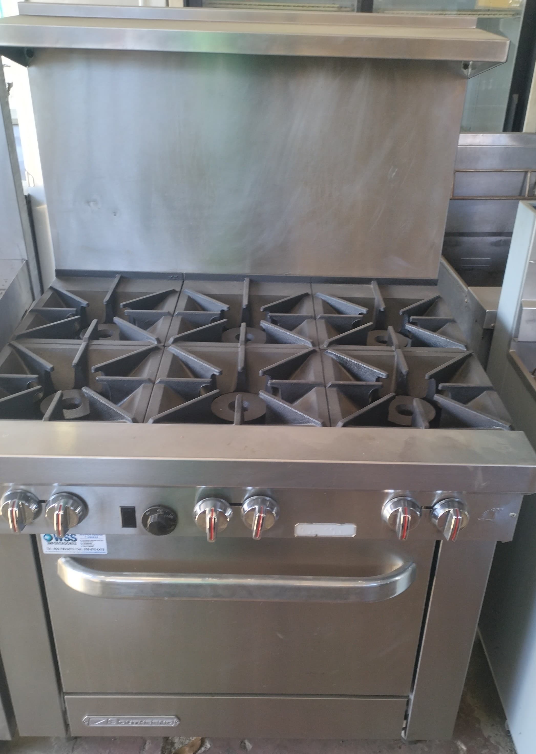 equipos profesionales - Estufa de 6 hornillas con horno en acero inoxidable 