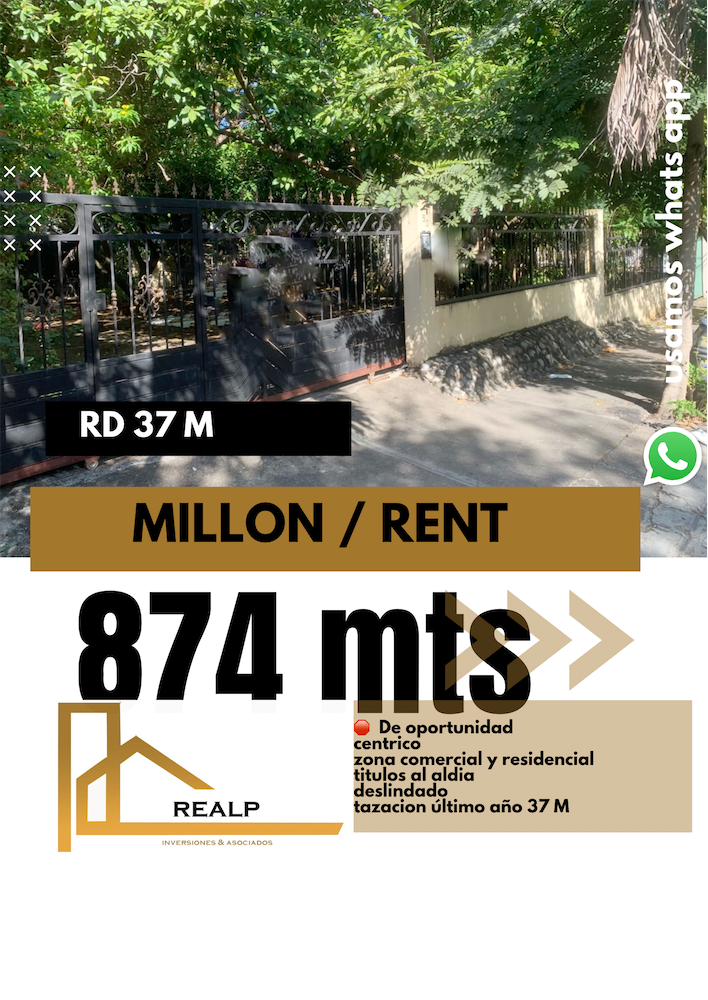 solares y terrenos - Solar en el millon 874 metros 0