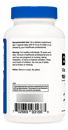 Salud y Equipamiento Médico - Biotina Nutricost (vitamina B7) 3