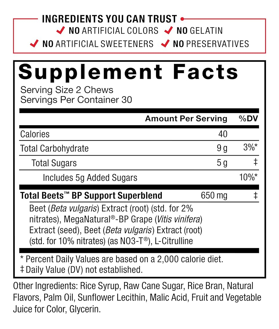 Salud y Equipamiento Médico - Force Factor Total Beets Suplementos De Apoyo A La Presión A 4