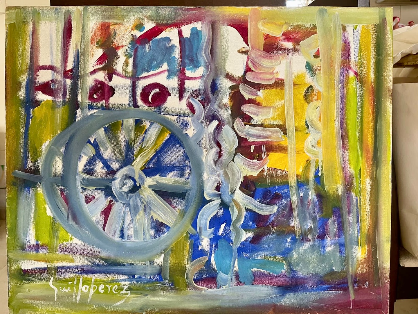 arte y antigüedades - Guillo Pérez "Rueda de carreta" Original 16" x 20" US$1,500.00 0