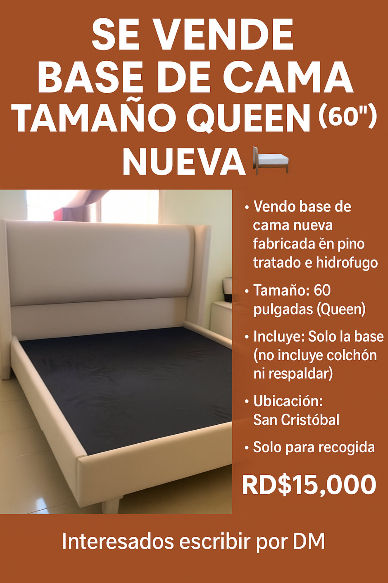 muebles y colchones - VENDOA ESTRUCTURA DE CAMA NUEVA 