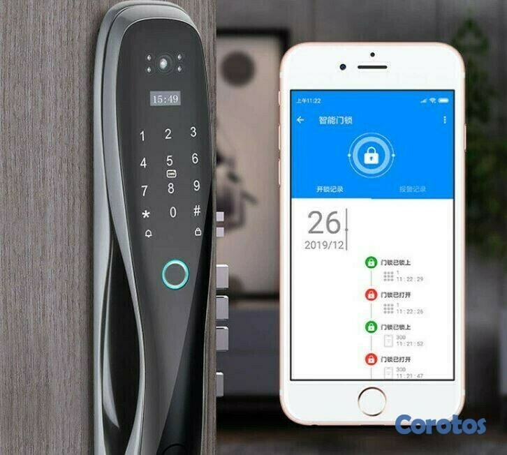 otros electronicos - Cerradura inteligente wifi para puertas con camara y timbre  2