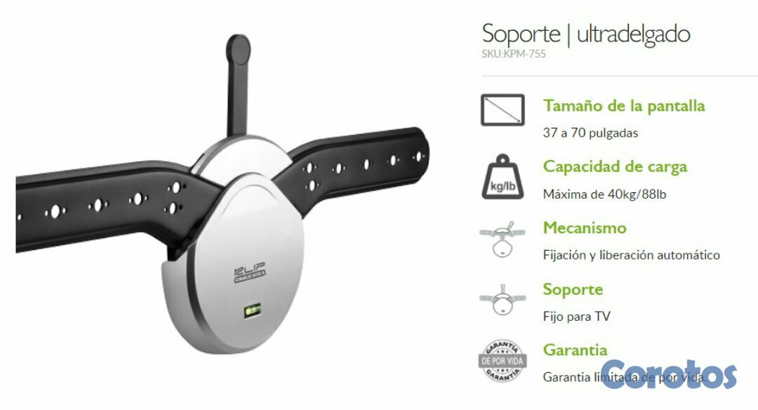 computadoras y laptops - SOPORTE PARA MONITOR LCD CURVO, KLIPX, 37-70" FIJO, PESO MAX 40KG/88LB (KPM-755) 2