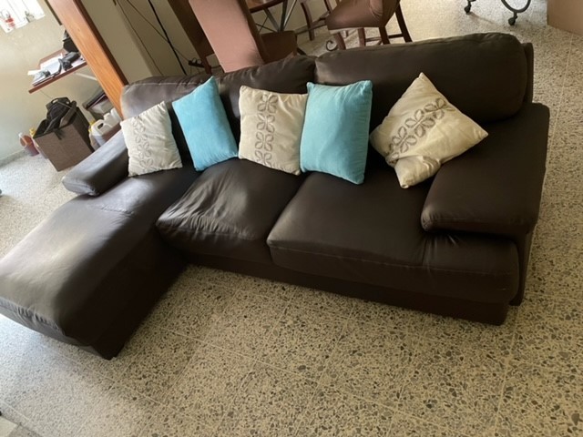 muebles y colchones - (SOFA) MUEBLE EN L DE CUERO 0