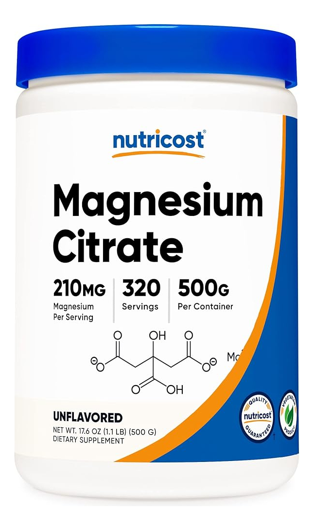 Salud y Equipamiento Médico - Polvo De Citrato De Magnesio Nutricost (500 Gramos) 0