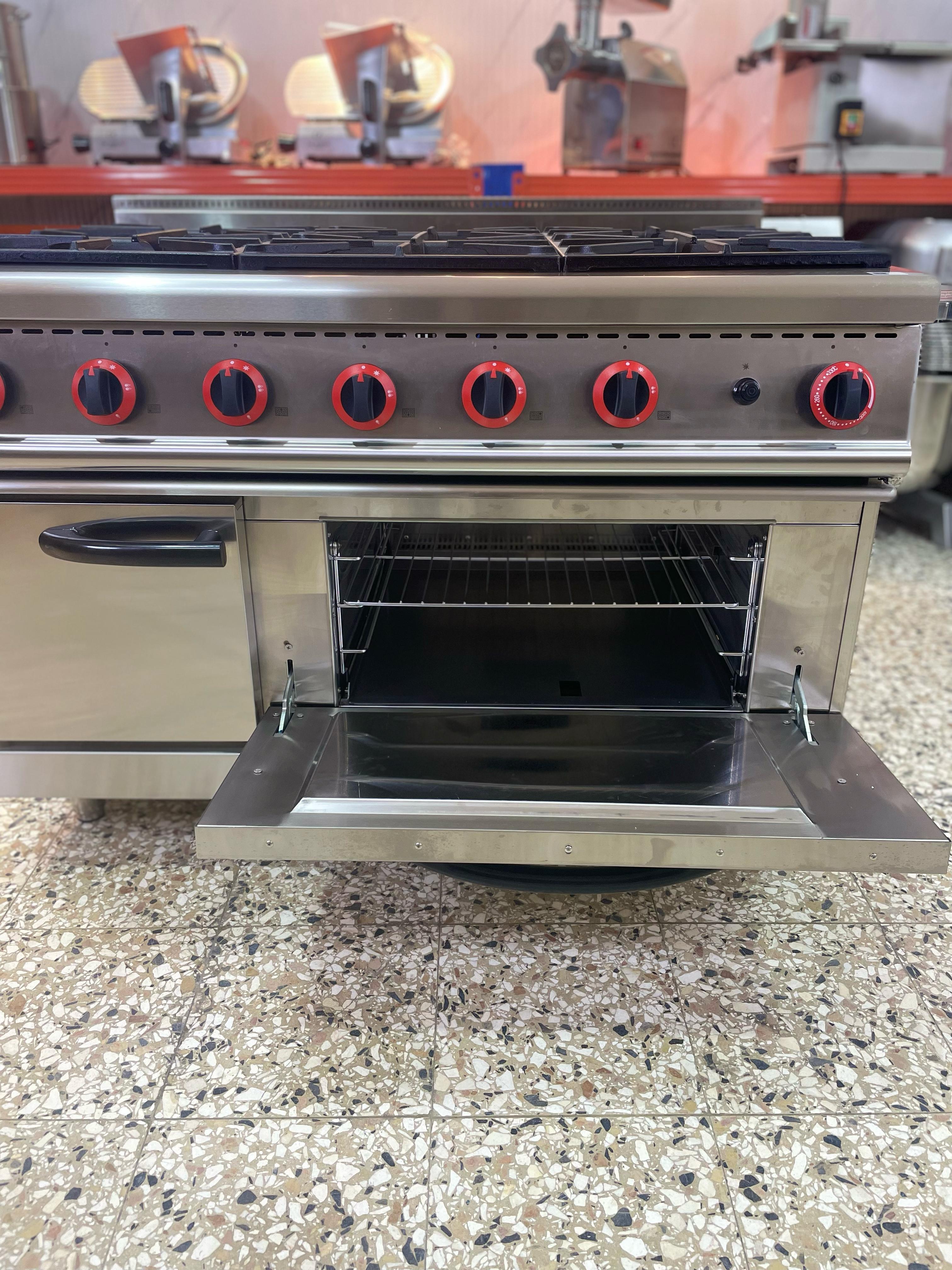 equipos profesionales - Estufa industrial comercial de 6 hornillas y horno 7
