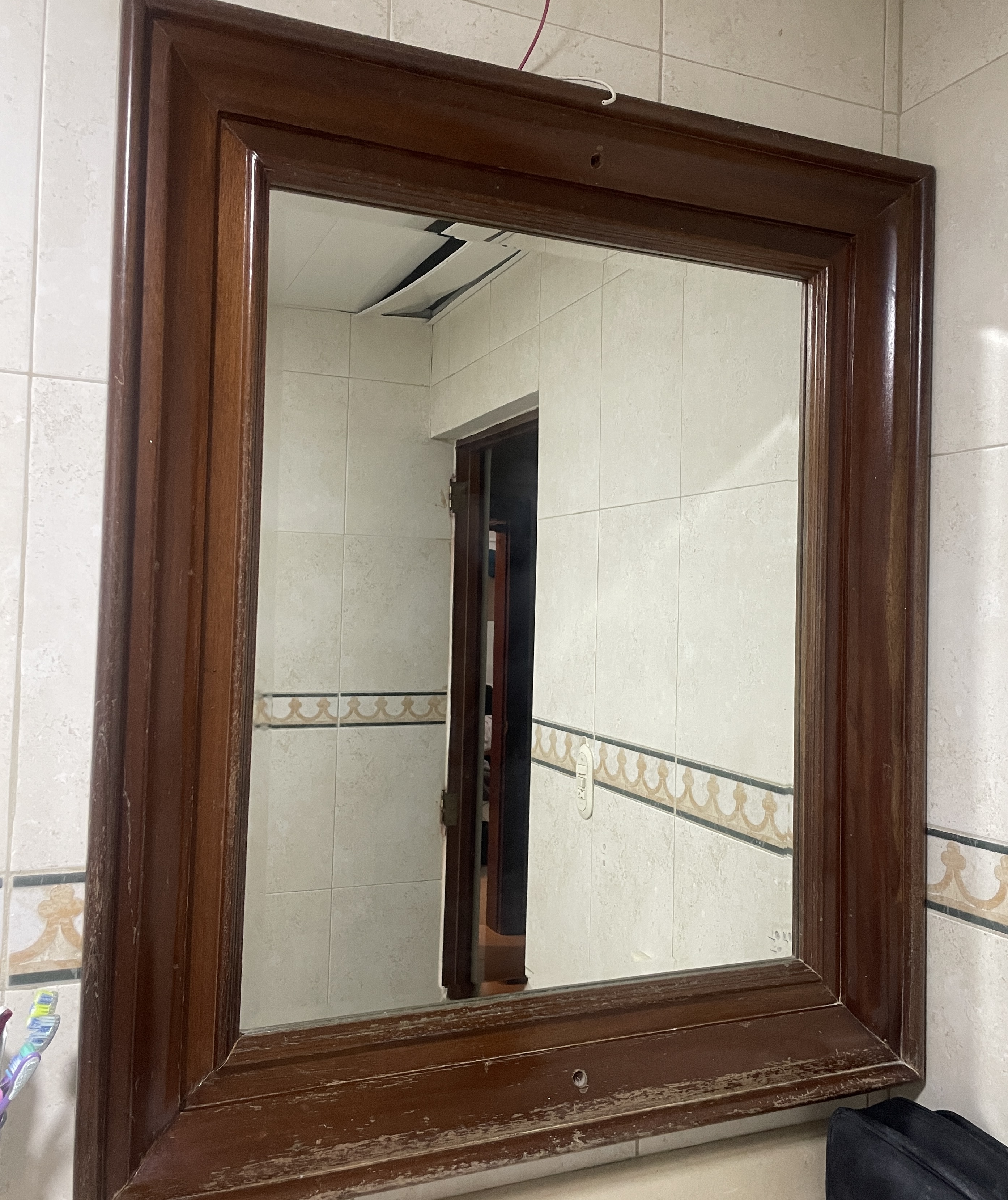 decoración y accesorios - Espejo grande con marco de madera 0
