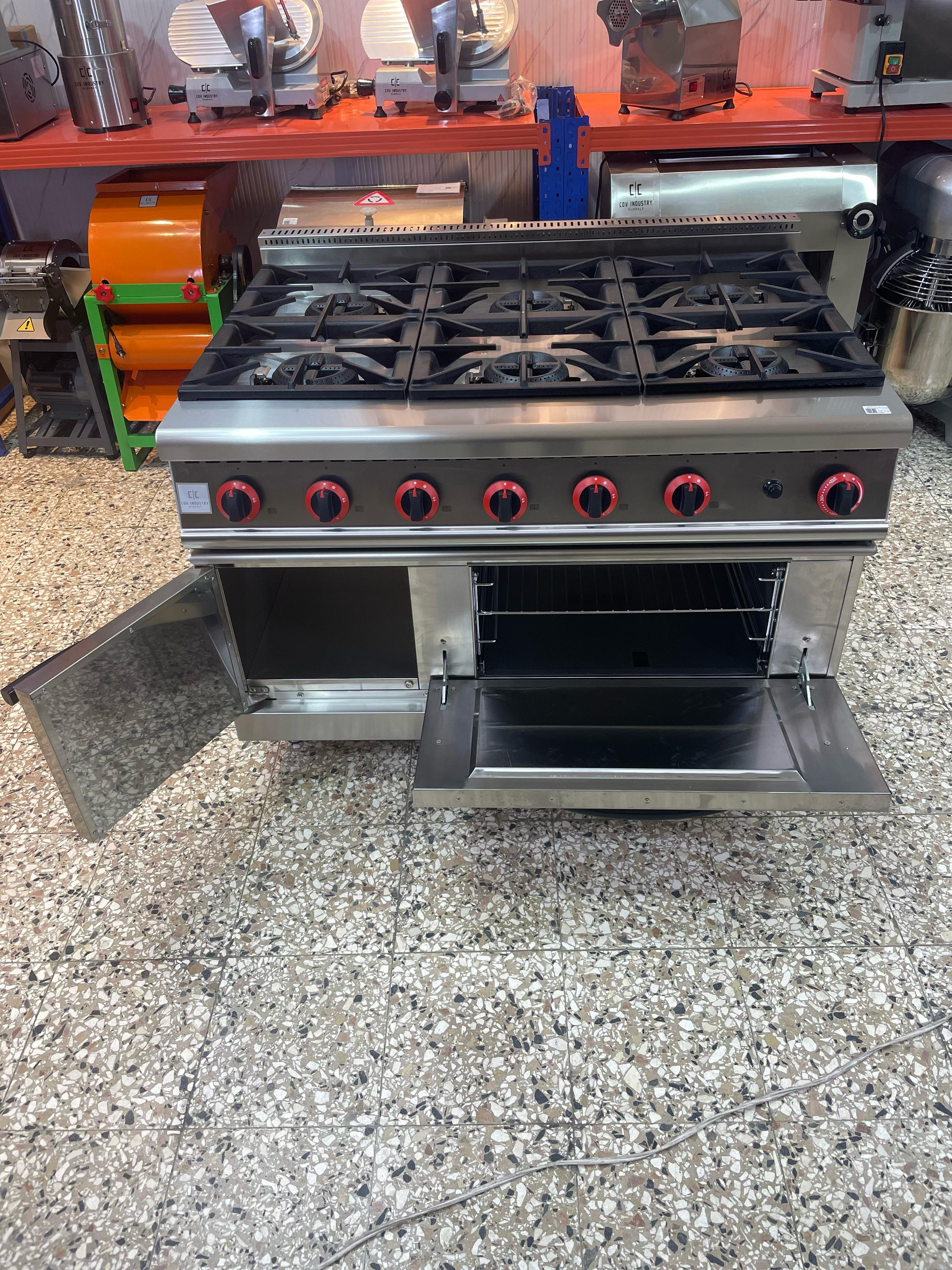 equipos profesionales - Estufa industrial comercial de 6 hornillas y horno 8