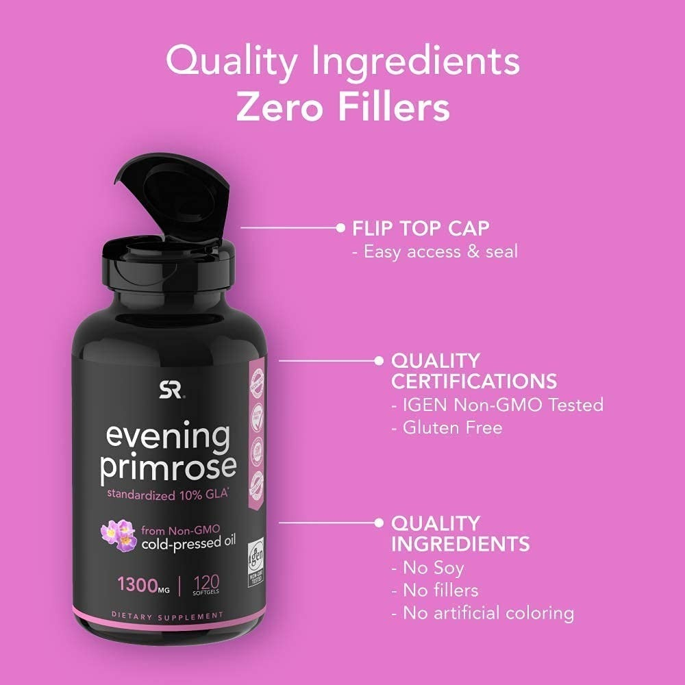 Salud y Equipamiento Médico - Aceite De Onagra 1300 Mg Sin Gmo Y Sin Gluten 120 Capsulas 3