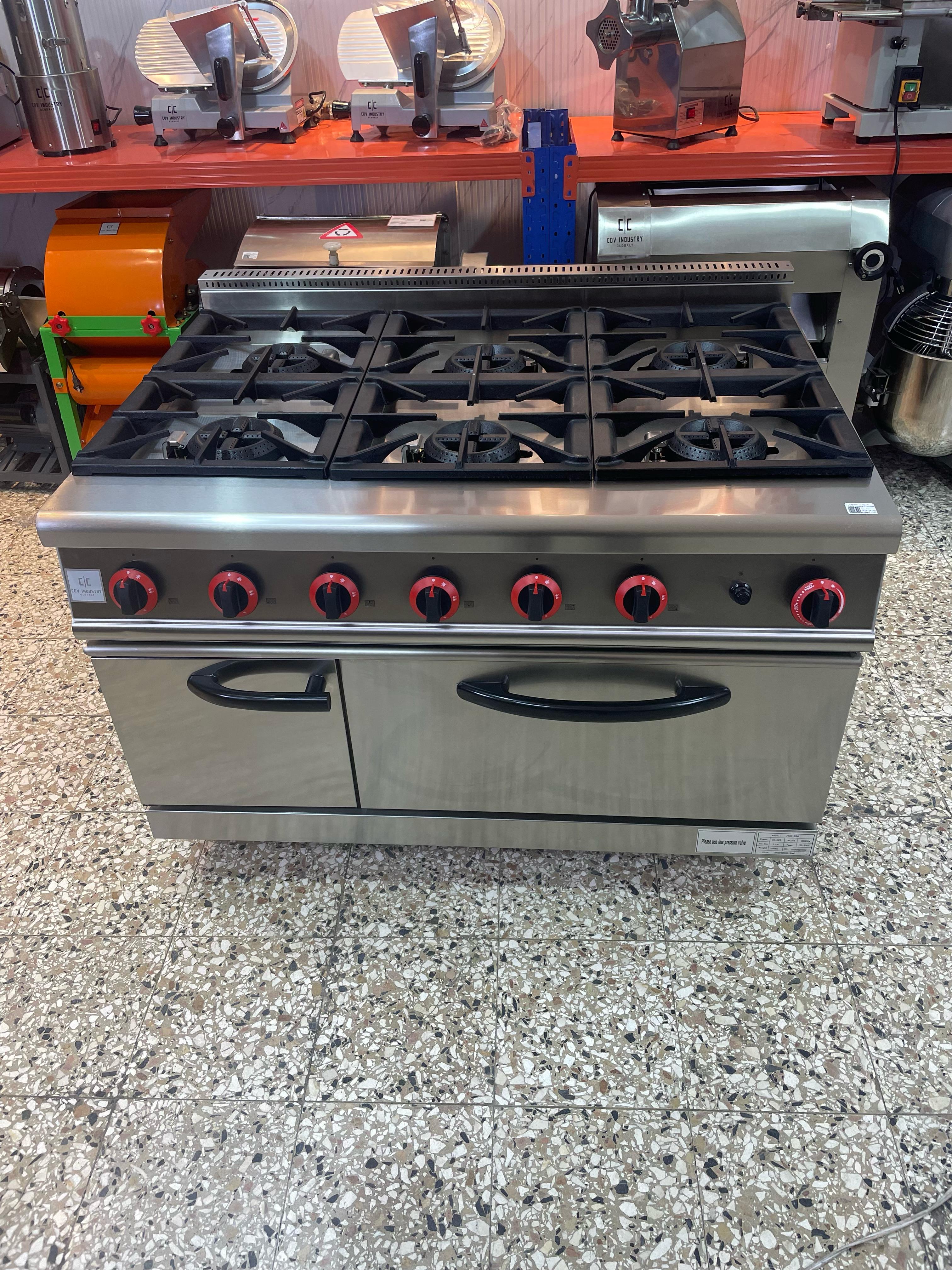 equipos profesionales - Estufa industrial comercial de 6 hornillas y horno 9