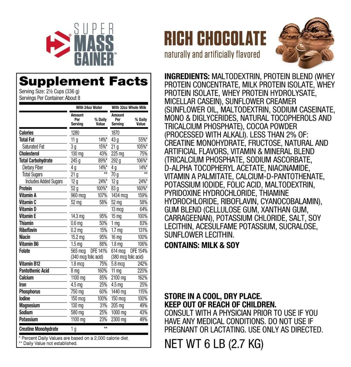 Salud y Equipamiento Médico - Mass Gainer Chocolate 6 Lb Dyma - L A - L A $78317 1
