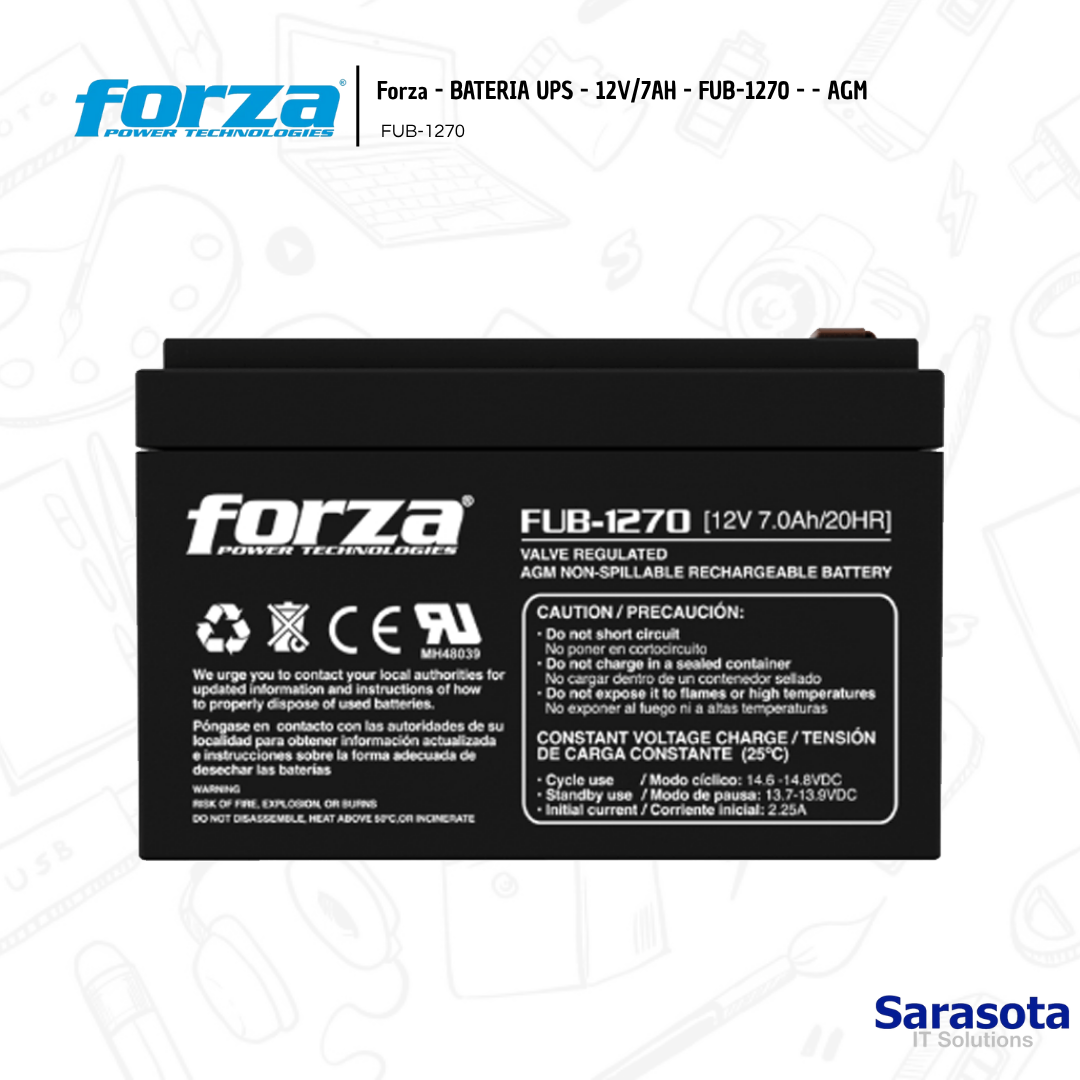 plantas e inversores - BATERIA FORZA - 12V - 7AH- AGM